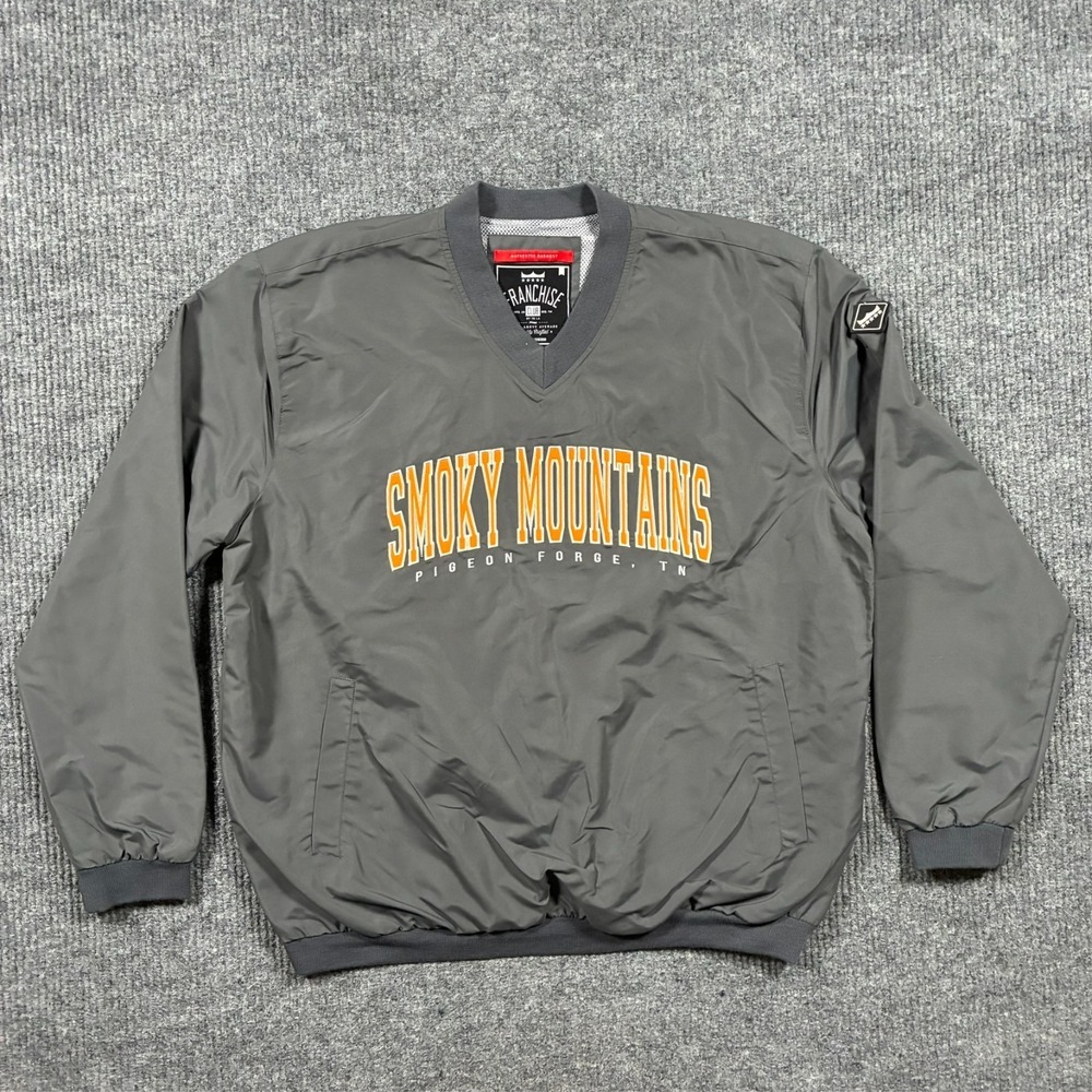 Franchise Club Smoky Mountains Pullover Jacket Mens L Gray V-Neck Windbreaker